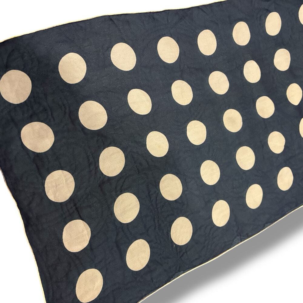 Navy & White Polka Dot Sheer Silk Blend Scarf